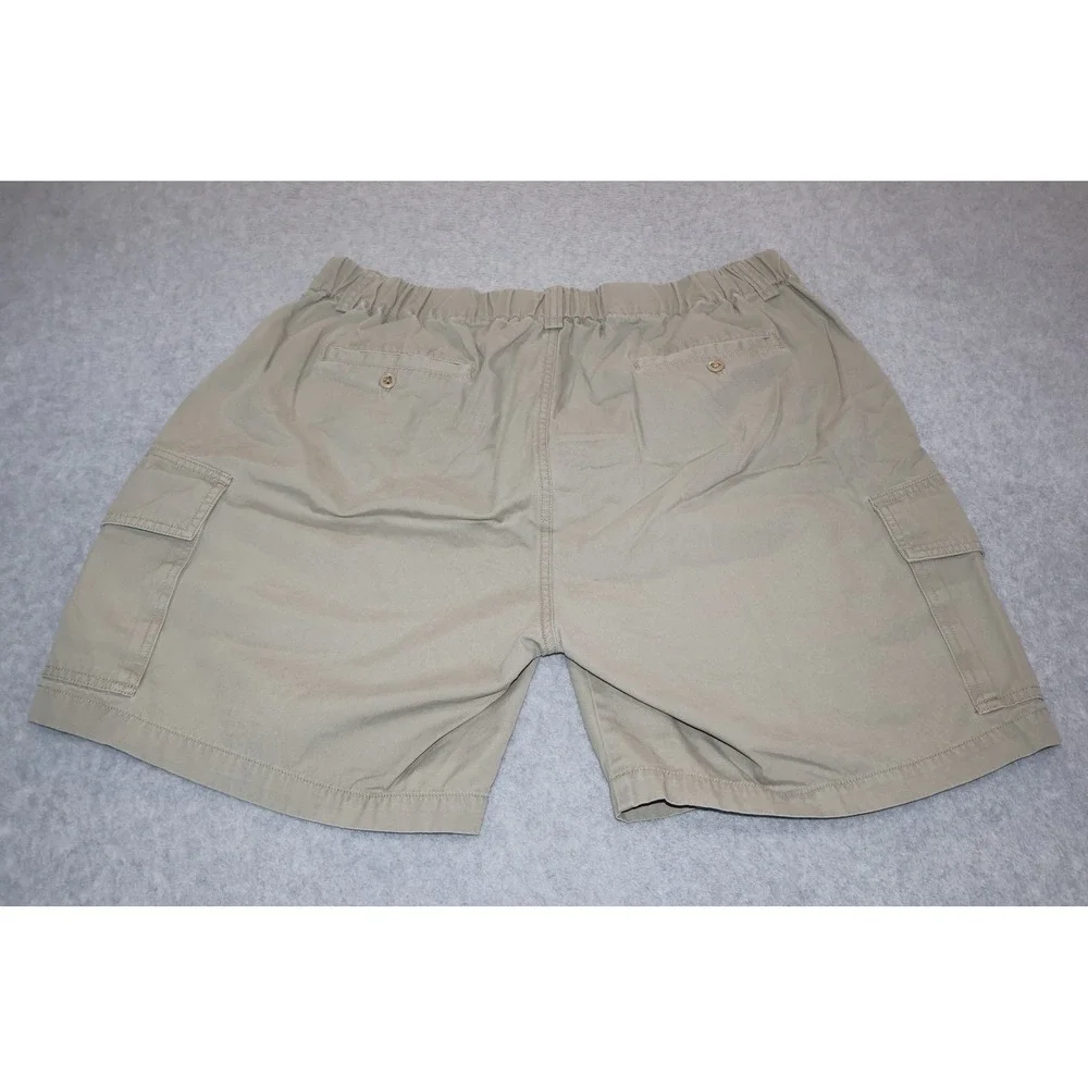 Tommy Bahama Cargo Shorts Mens Large Khaki Tan Cotton Drawstring Elastic Waist
